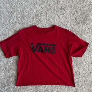 Vans Cropped/Cutoff Bold Red Tee